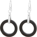 Matte Black Recycled Glass Hoop Earrings for Women - Handmade Gold