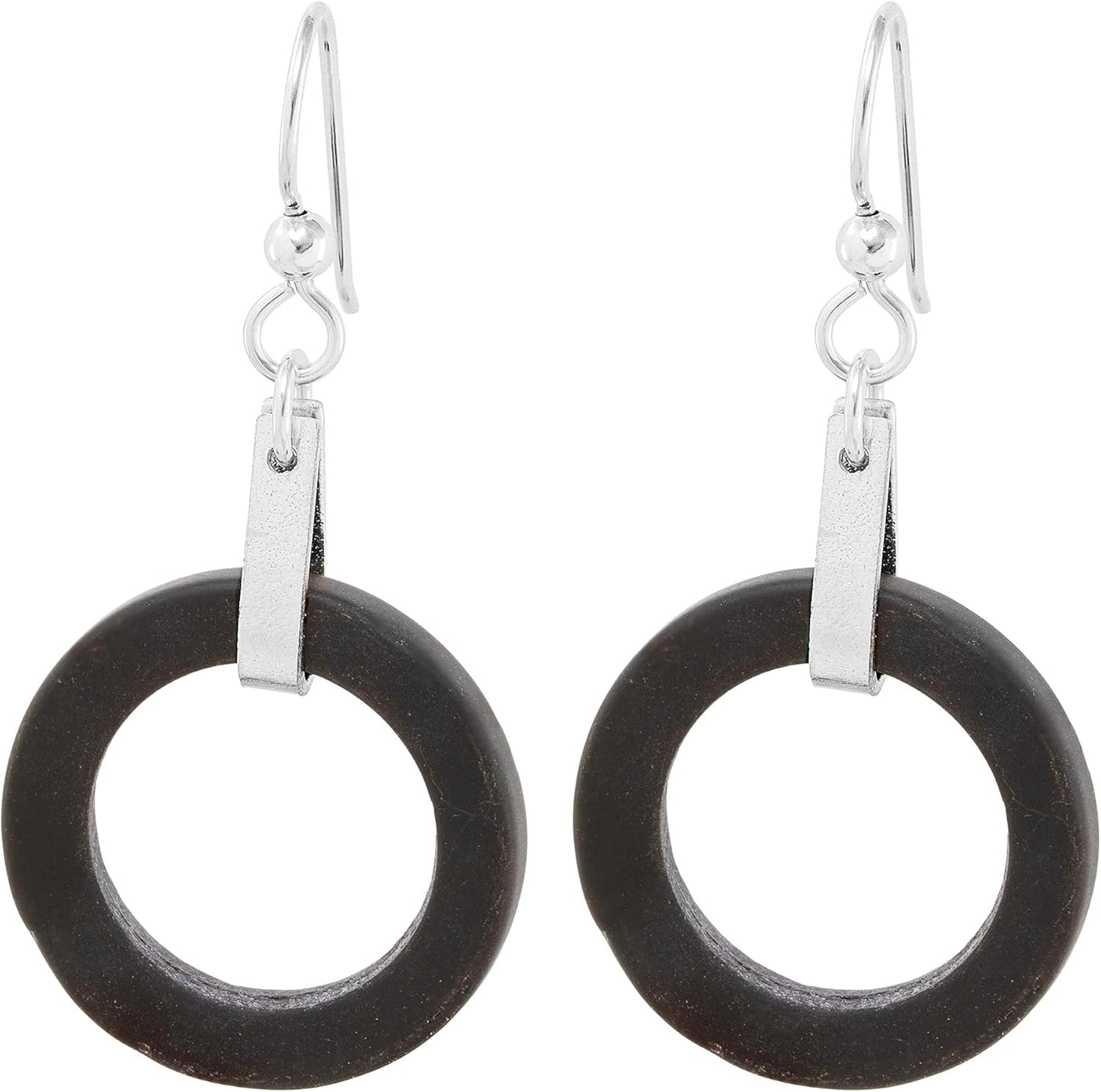 Round Matte Black Recycled Glass Earrings for Unique Style