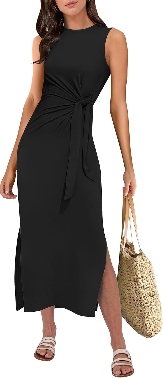 Womens Summer Casual Sleeveless T Shirt Midi Dress for 2025
