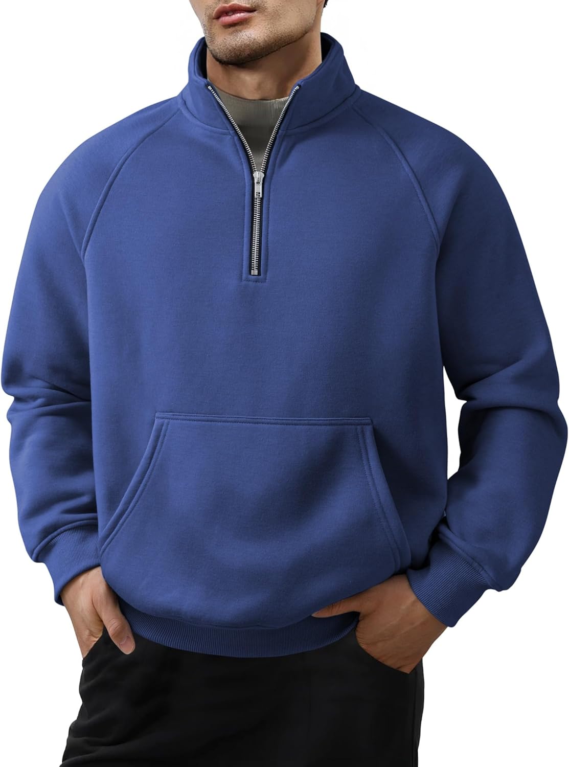 Men's Fleece Quarter Zip Pullover Sweater for Fall Winter Wear