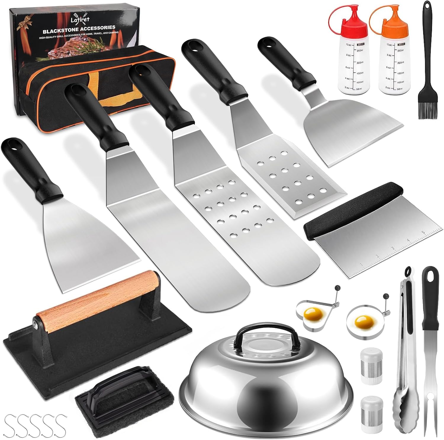 Latiret Griddle Accessories Kit: 24Pcs BBQ Tools for Grilling
