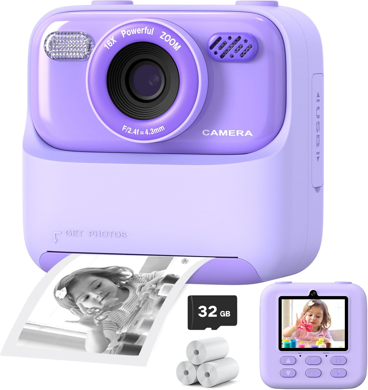 Instant Print Kids Camera - HD Dual-Lens Selfie Fun!