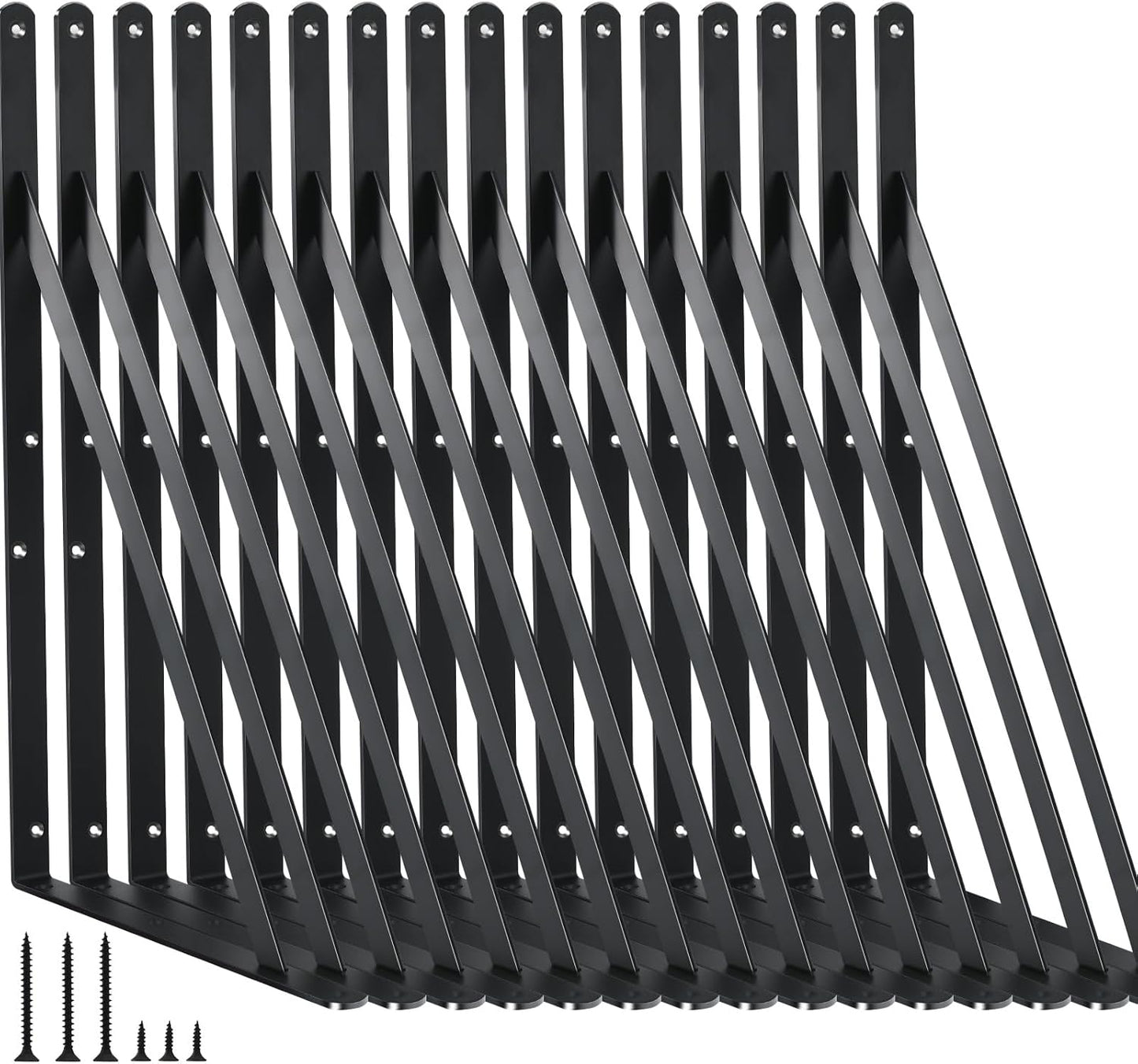 16 Pack Heavy Duty Black Shelf Brackets for Home and Office
