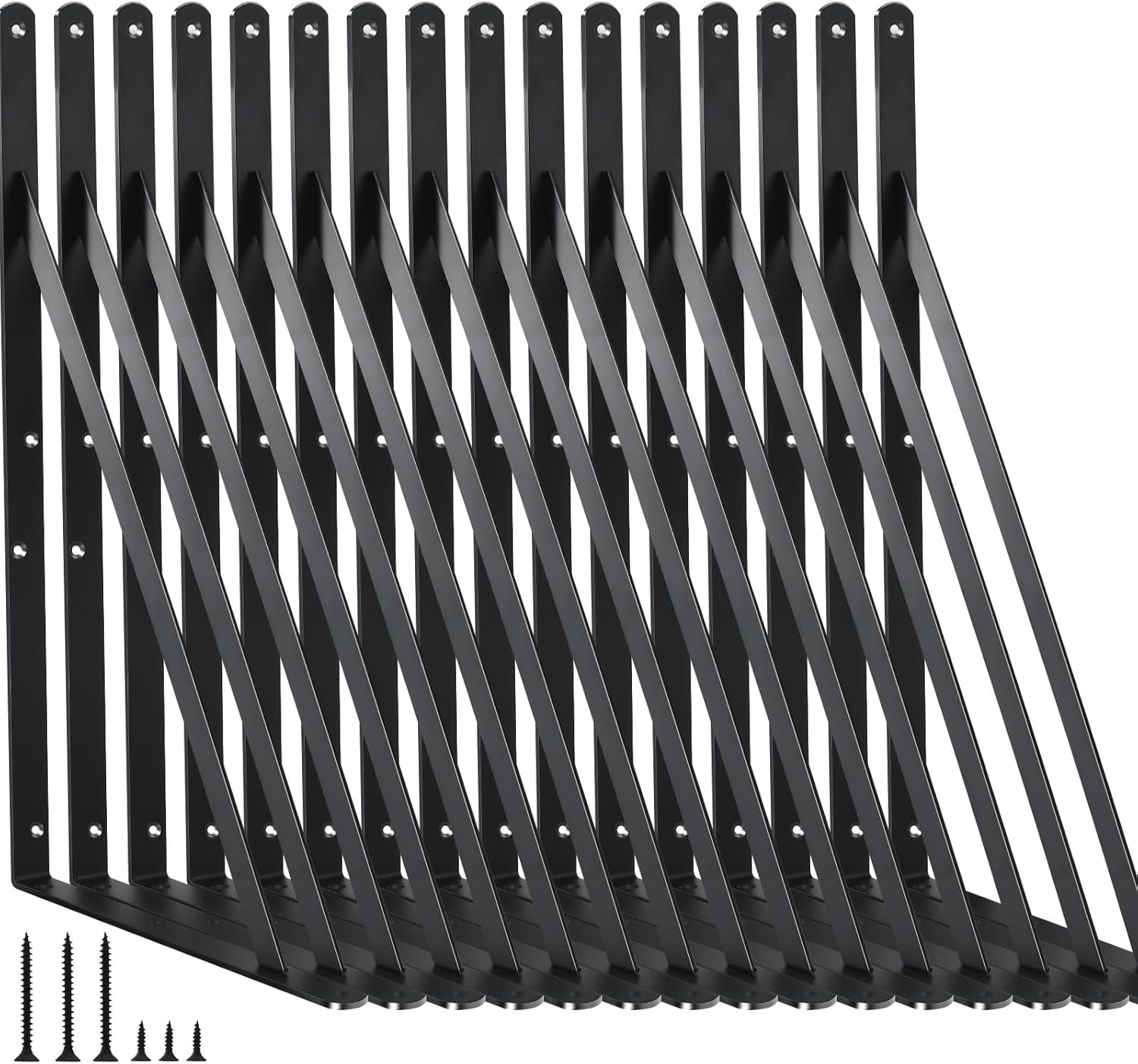 16 Pack Heavy Duty Shelf Brackets for Sturdy Support and Style