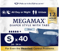 Small Size Overnight Adult Diapers 12-Hour Tab-Style - 40 Count