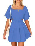 Women's Summer Dresses Square Neck Casual Mini Dress (Style G25R)