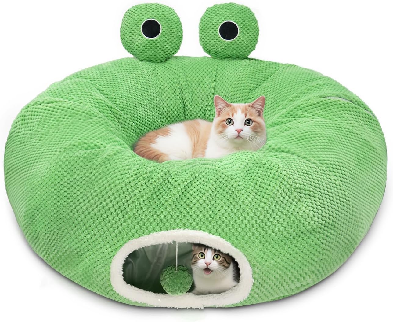 Cat Tunnel Bed for Indoor Cats - Cute Frog Shaped Design