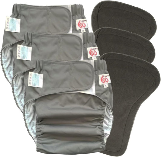 XL Waterproof Cloth Diaper 3-Pack for Elderly Incontinence Care