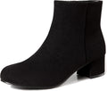 CAMSSOO Women's Gogo Ankle Boots Suede Low Block Heel - Retro Style