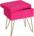 Greenstell Vanity Stool Chair Faux Fur with Storage - Soft Padded