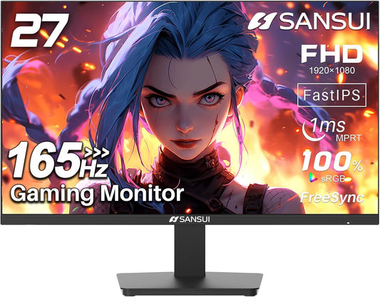 SANSUI 27 FHD Gaming Monitor - 165Hz 1ms for Smooth Gameplay
