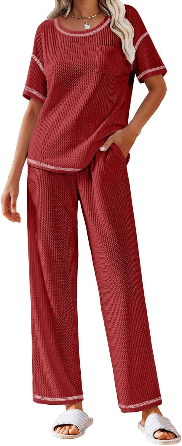 Ekouaer Women Waffle Knit Lounge Sets for Ultimate Comfort