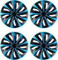 ABX Hubcaps 16 in Set of 4 Black & Blue - Snap On Wheel Covers
