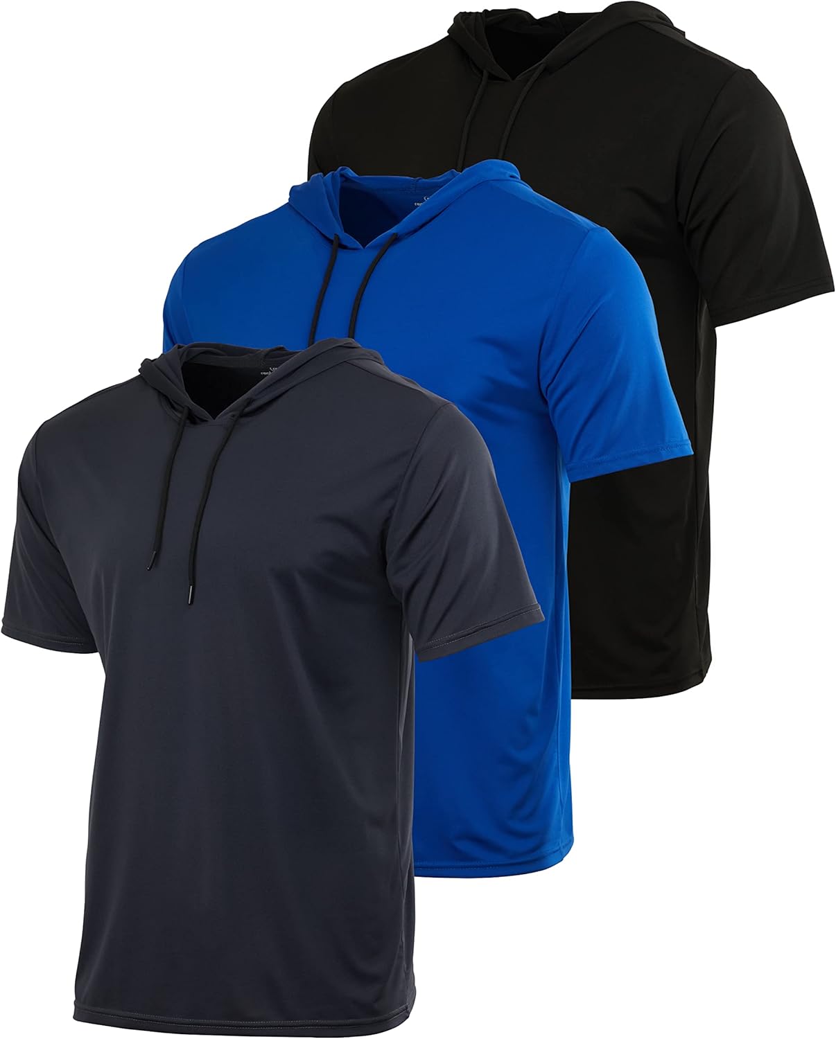 Men's Dry Fit Short Sleeve Active Hoodie Pullover 3 Pack
