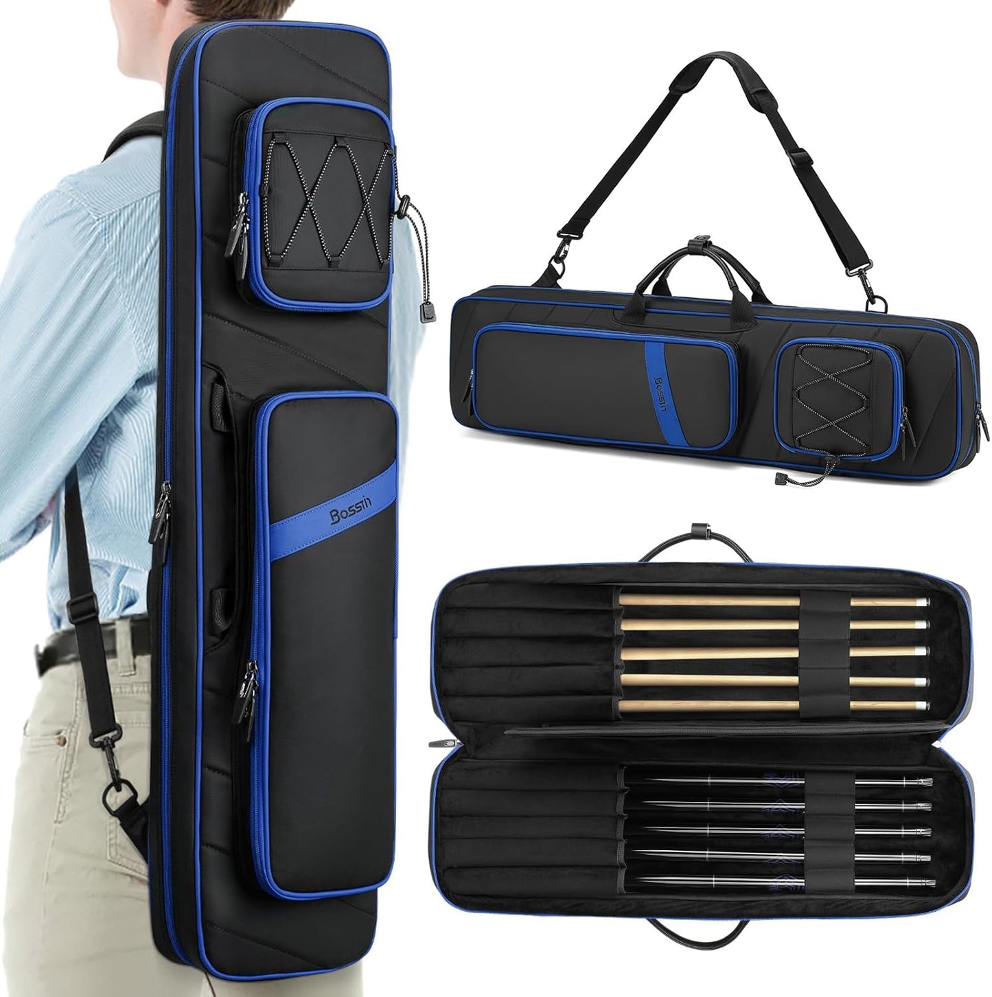 BOSSTIN Pool Cue Case for 3x4 and 5x5 Billiard Cues