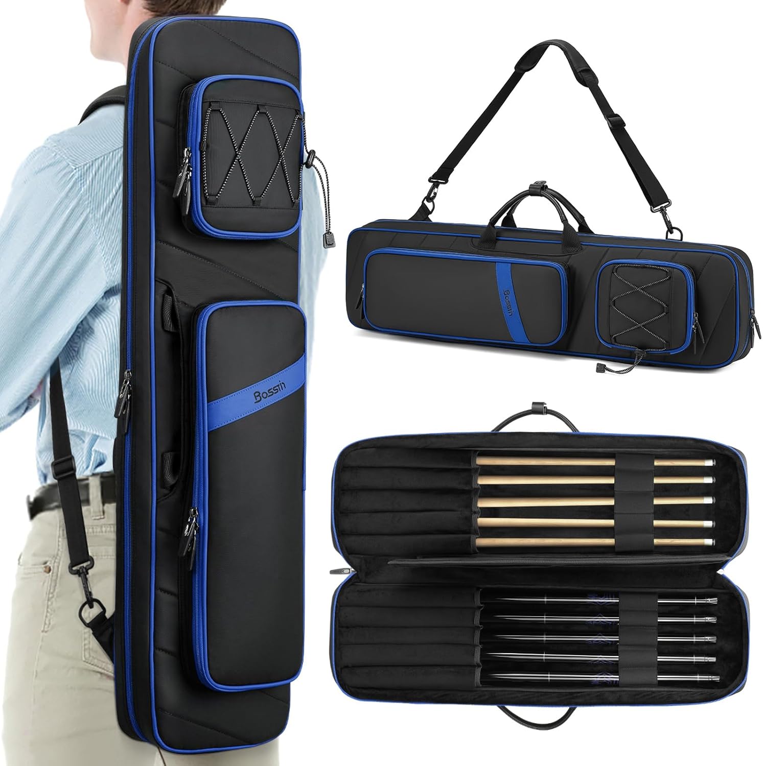 BOSSTIN Pool Cue Case for 3x4 and 5x5 Billiard Cues