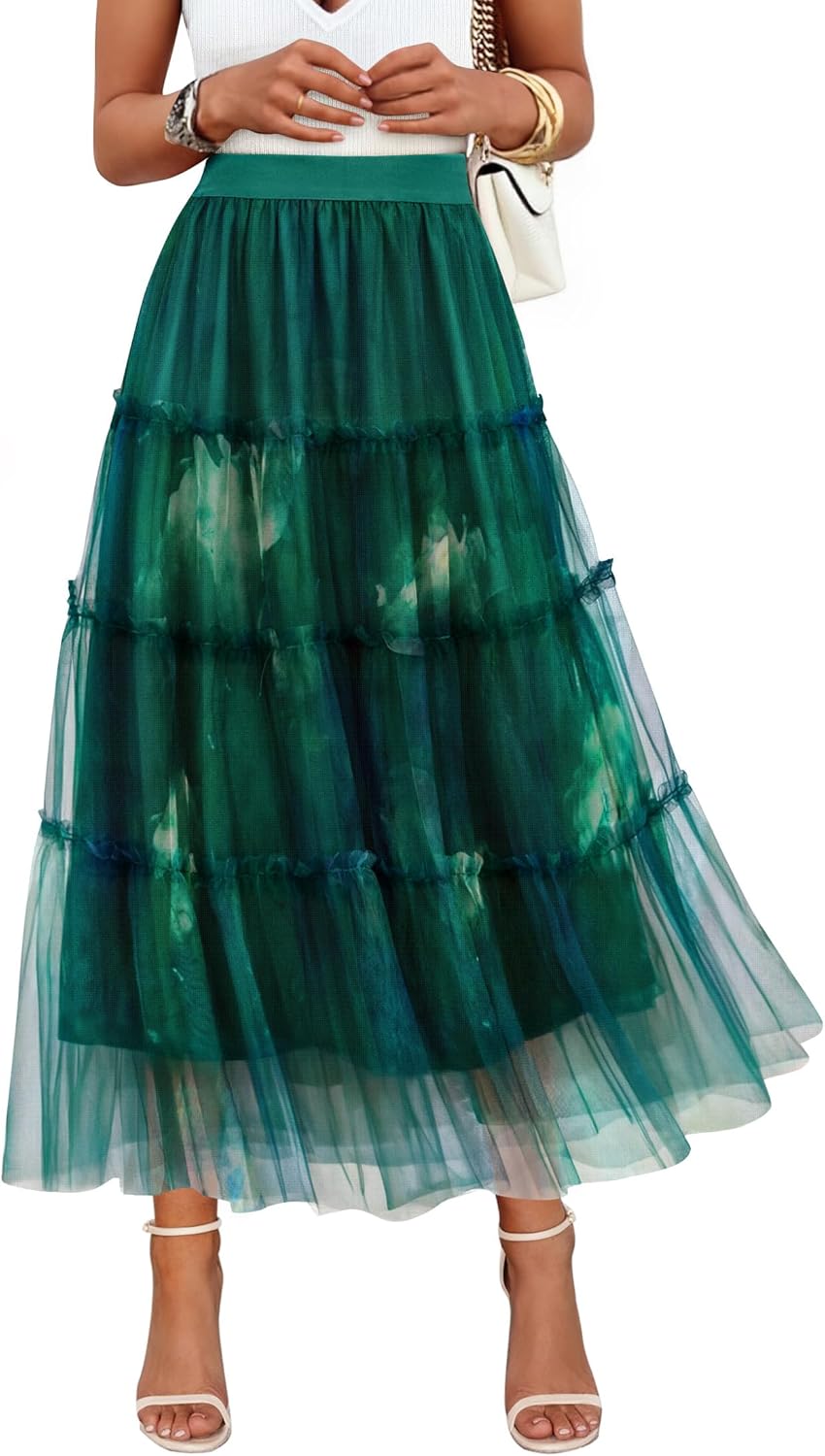 ZESICA Women's Tulle Maxi Skirt: Elegant A-Line Flowy Design