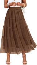 ZESICA Women's Tulle Maxi Skirt for Elegant Fall Fashion
