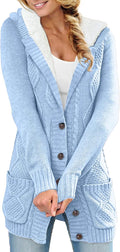 Women's Hooded Sherpa Cardigan Sweater - Cozy Button Front