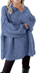 Oversized Mock Neck Cable Knit Sweater for Women - Cozy Winter Layer