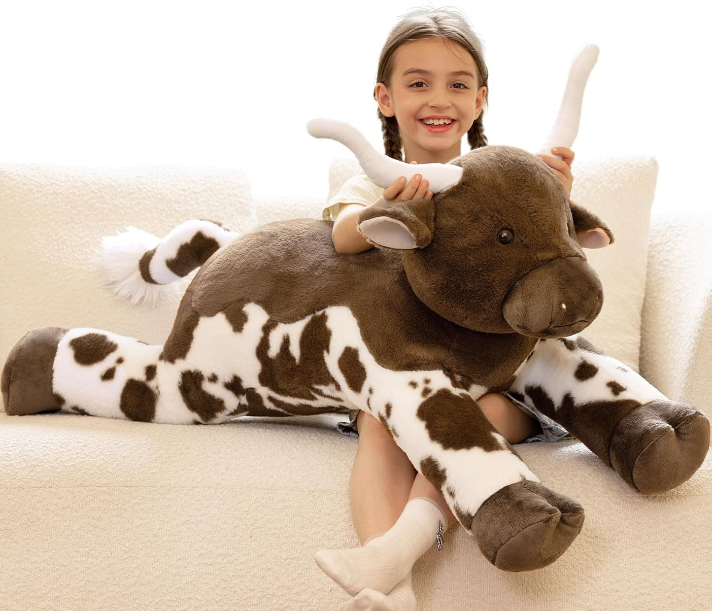 Giant Longhorn Cow Stuffed Animal for Kids and Adults Comfort
