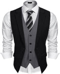 Men's Layered Suit Vest Slim Fit - Double-Layer Formal Waistcoat