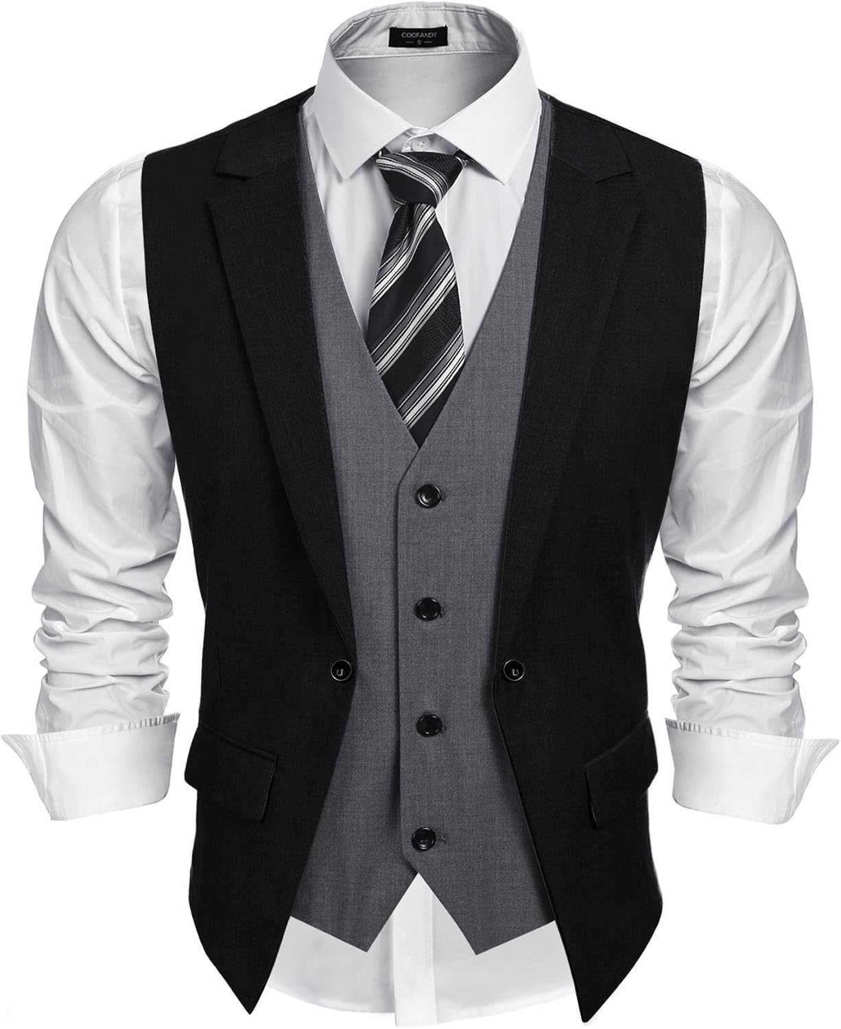 COOFANDY Men's Layered Suit Vest for Formal and Casual Wear