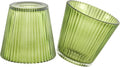 Small Glass Green Stripe Lamp Shades Set of 2 for Home Decor