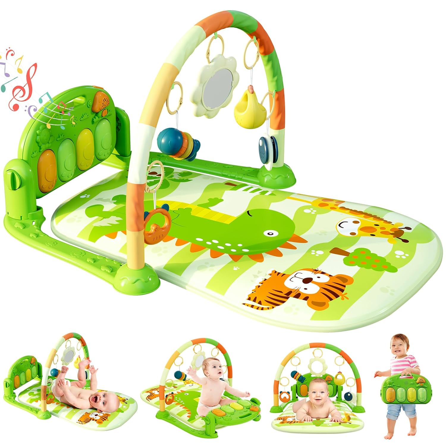 Baby Play Mat Gym with Piano and Sensory Toys for Infants