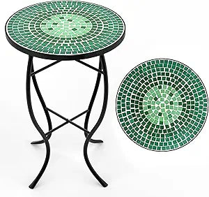 Mosaic Outdoor Side Table - Weather Resistant Ceramic Tile Design
