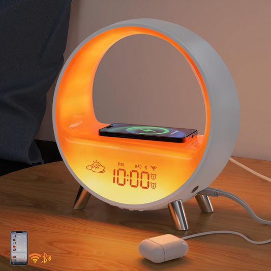 MOMILLA Sunrise Alarm Clock with Wireless Charging & Bluetooth