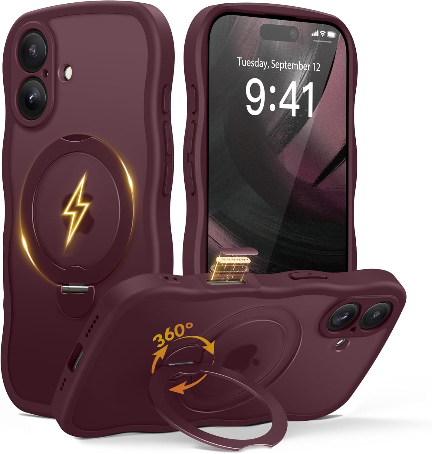 iPhone 16 Case with 360 Spin Magnetic Stand and Protection