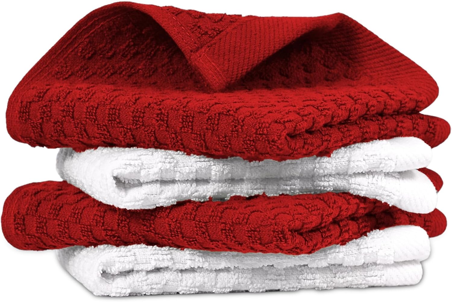 Ultra Absorbent Cotton Dish Cloths x4 - Red