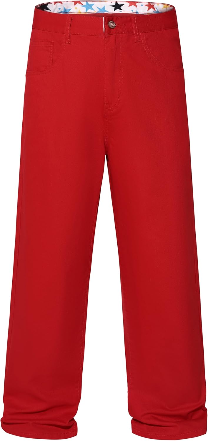 Men's Non-Stretch Loose Fit Wide-Leg Baggy Jeans for Comfort