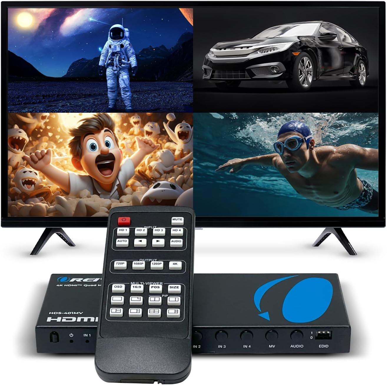 OREI Quad Multi 4 in 1 HDMI Switcher for Seamless 4K Streaming