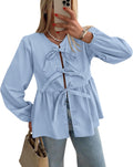 PRETTYGARDEN Babydoll Peplum Blouse - Cute Puff Sleeve Top S=US