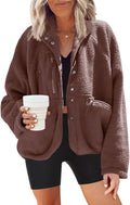 Nirovien Womens Fuzzy Fleece Jacket Button Down Sherpa (Style HB45)
