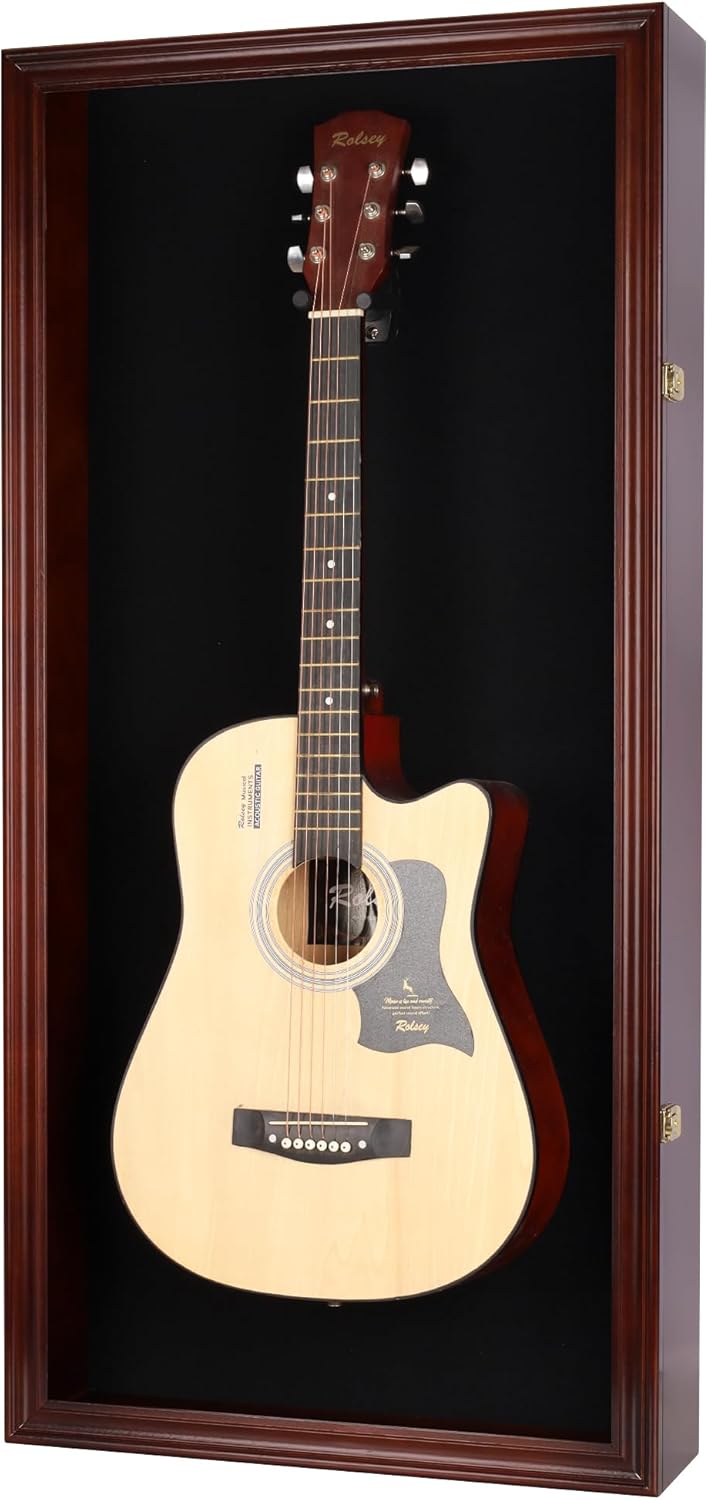 DisplayGifts Acoustic Guitar Display Case for Wall Mounting