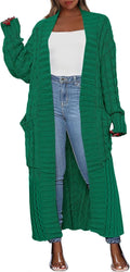 Womens Long Cardigan Sweater Duster - Cable Knit Floor Length Coat