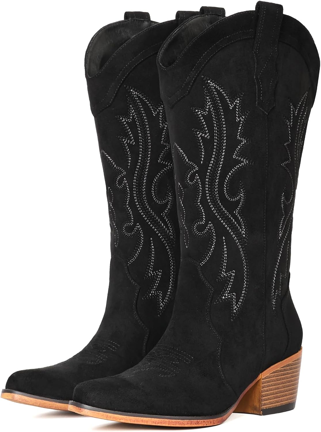 IUV Cowboy Boots for Women with Chunky Heel and Snip Toe