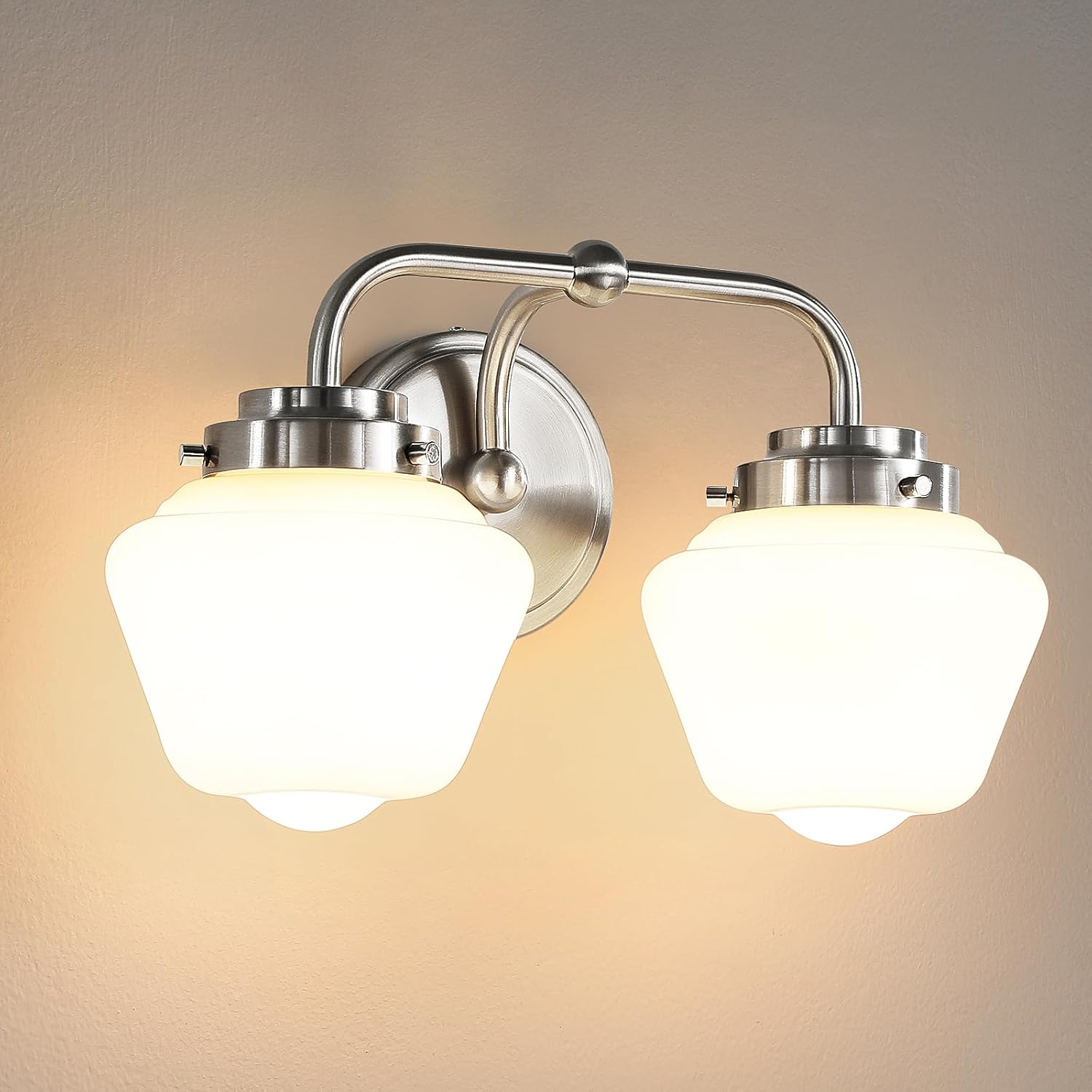 Bathroom Vanity Light Fixtures with Frosted Glass Shades