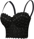 Women's Lace Rhinestone Bustier Corset Crop Top Bra Vest - Supportive