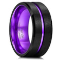 Tungsten Rings for Men Two Tone Grooved Matte Beveled Edge - Durable