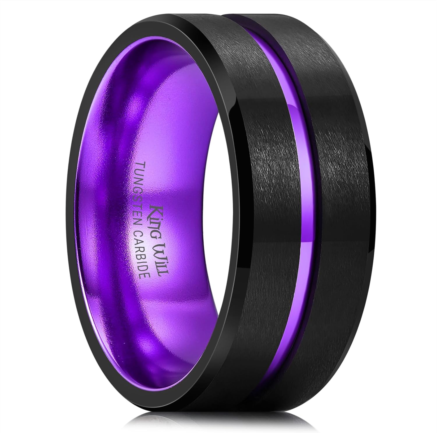 Tungsten Rings for Men Two Tone Grooved Wedding Band Cool Design