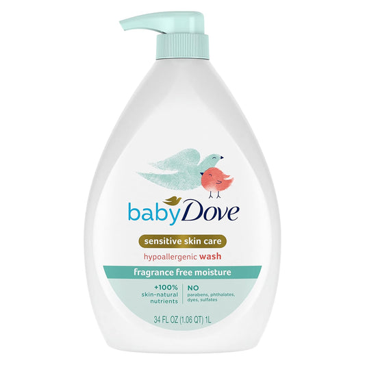 Baby Dove Sensitive Skin Care Wash - Moisturizing, Fragrance-Free, Hypoallergenic