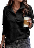 Women's Long Sleeve Stand Neck Sweatshirt - Lightweight Henley Fit