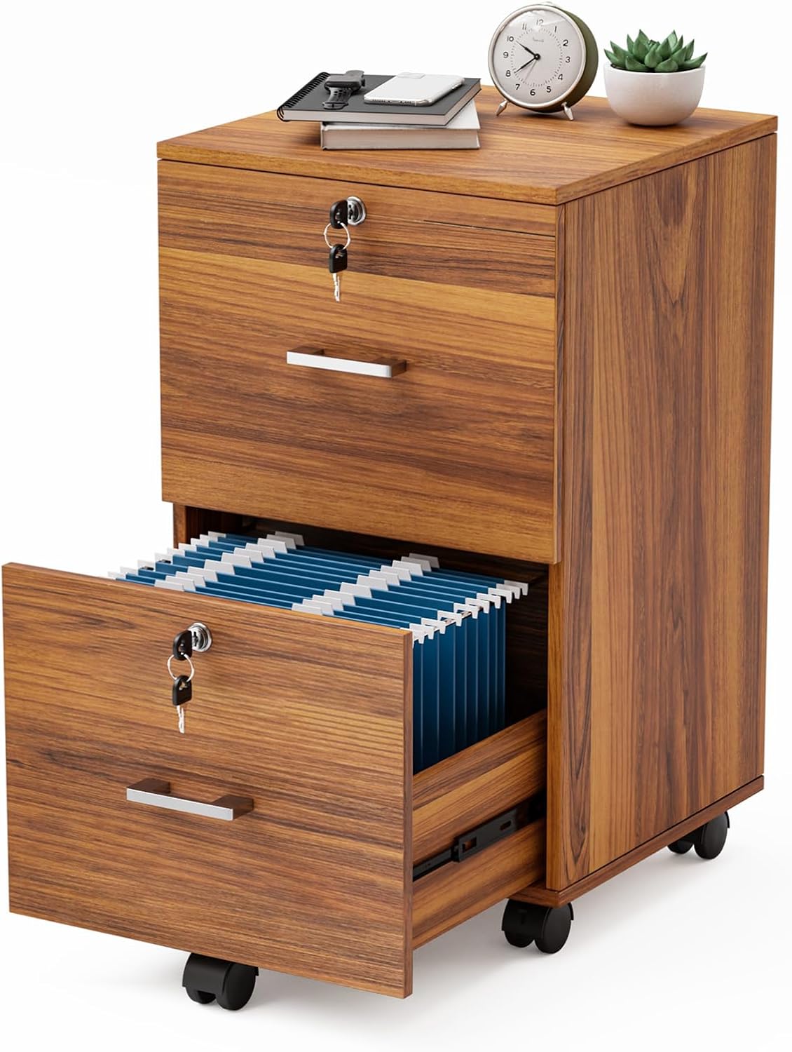 VINGLI 2-Drawer Rolling File Cabinet with Lock for Home Office