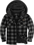 Boys Flannel Shirt Jacket Sherpa Lined Plaid Hoodie - Warm Winter Coat