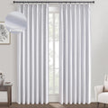 Topfinel White Pinch Pleated Curtains 96 in - 100% Blackout Privacy
