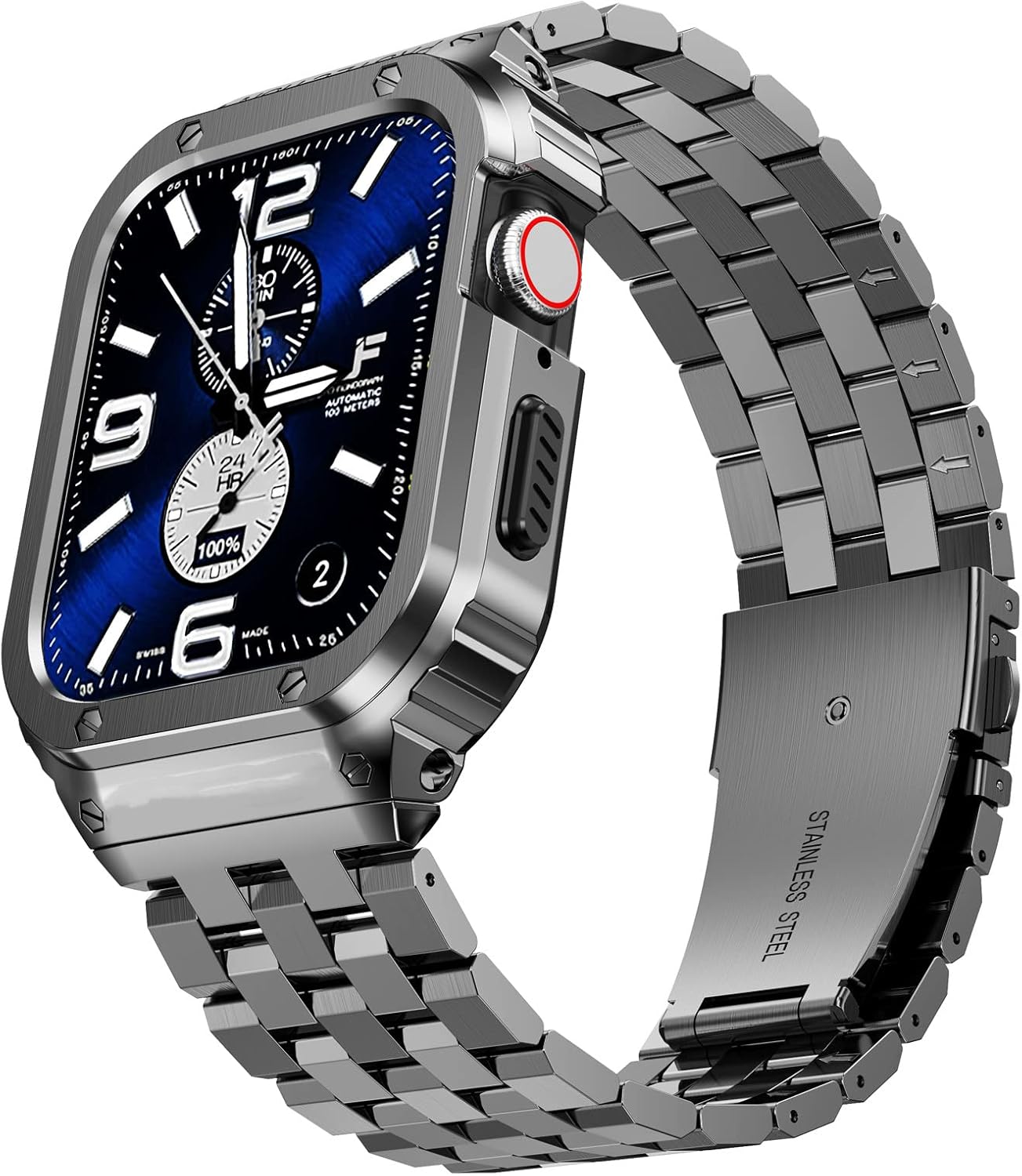 SUPLINK Stainless Steel Case and Band for Apple Watch 45mm